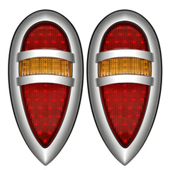 2Pcs Tear Drop LED Tail Light 12V Rear Stop Indicator with Turn Signals for 1938 1939 Lincoln Zephyr Ford Hot Rod Classic Custom Cars Trucks