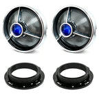 3 1/4" Blue Dot Turn Signal Light Lens Cover for Harley Touring Road Glide Road King Electra Glide Heritage Softail Fatboy Springer 2PCS Tail Light Caps Screw-in Chromed ABS Bezel