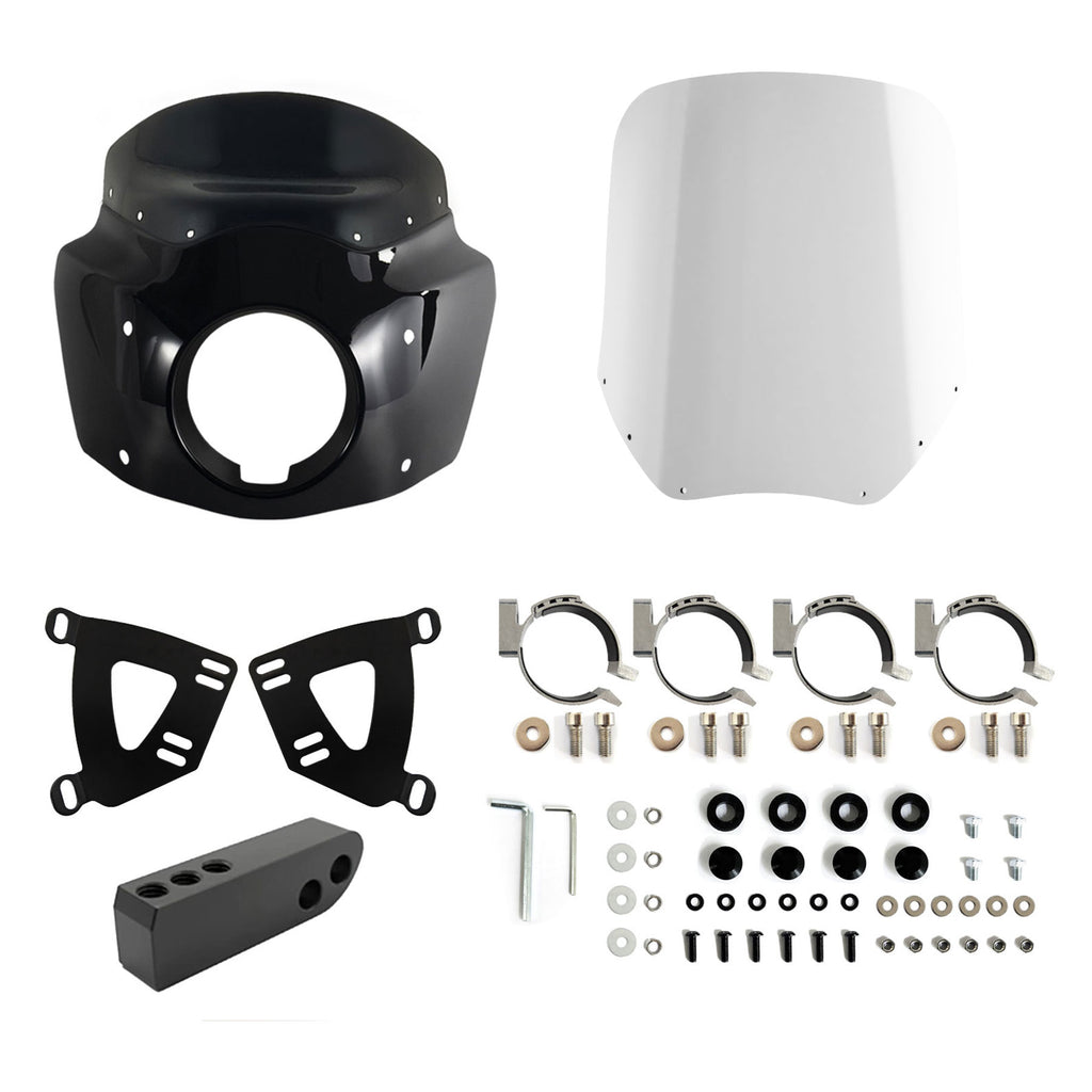 Front Headlight Fairing W/15" 11" Windshield For Dyna FXD FXDB FXDC FXDL 2006-2017