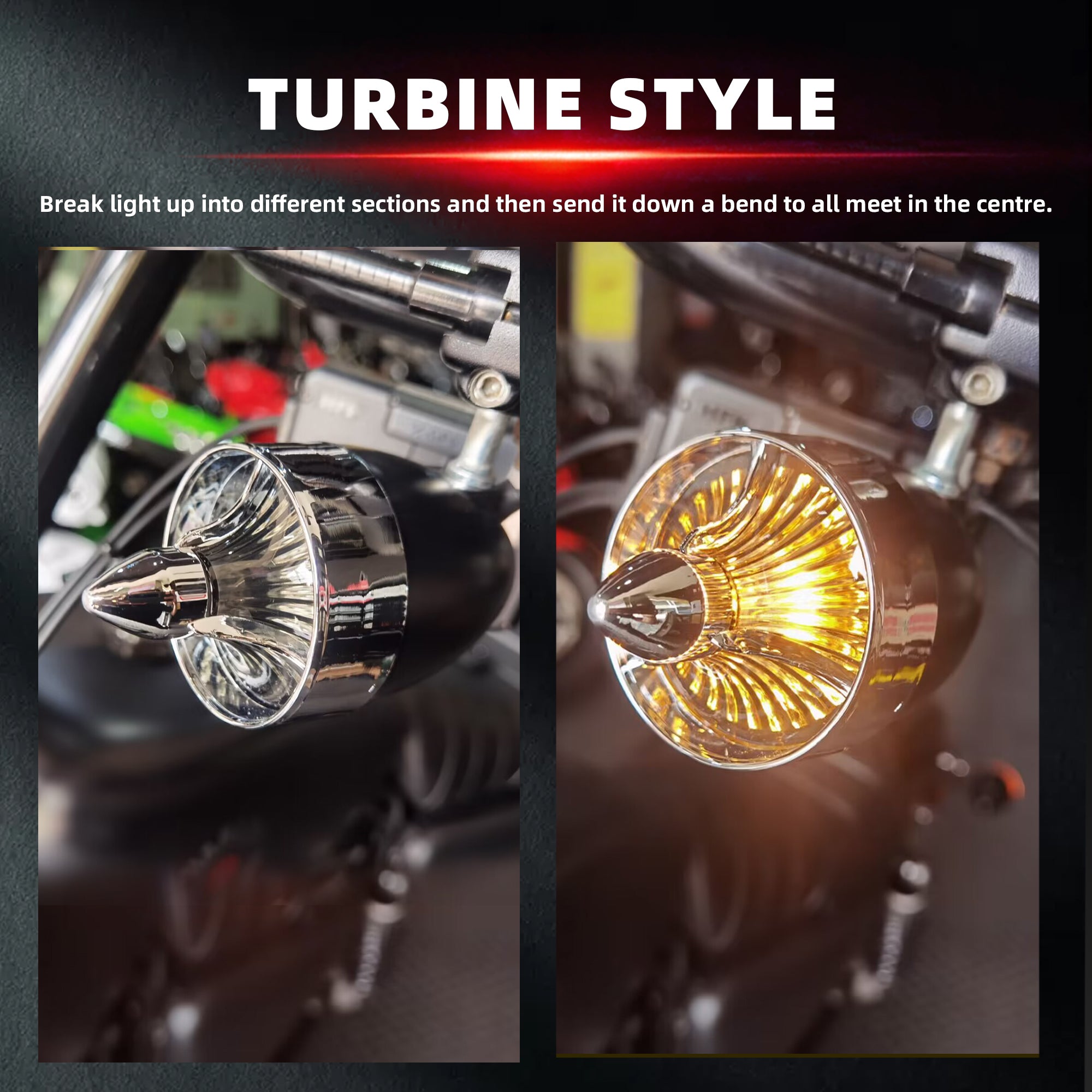2" Turn Signal Light Turbine Replacement Red Lenses Covers for Softail Street Road Glide Fat boy Sportster Dyna Deluxe Bikes Snap On repl. OEM# 68973-00 Chrome Bezel