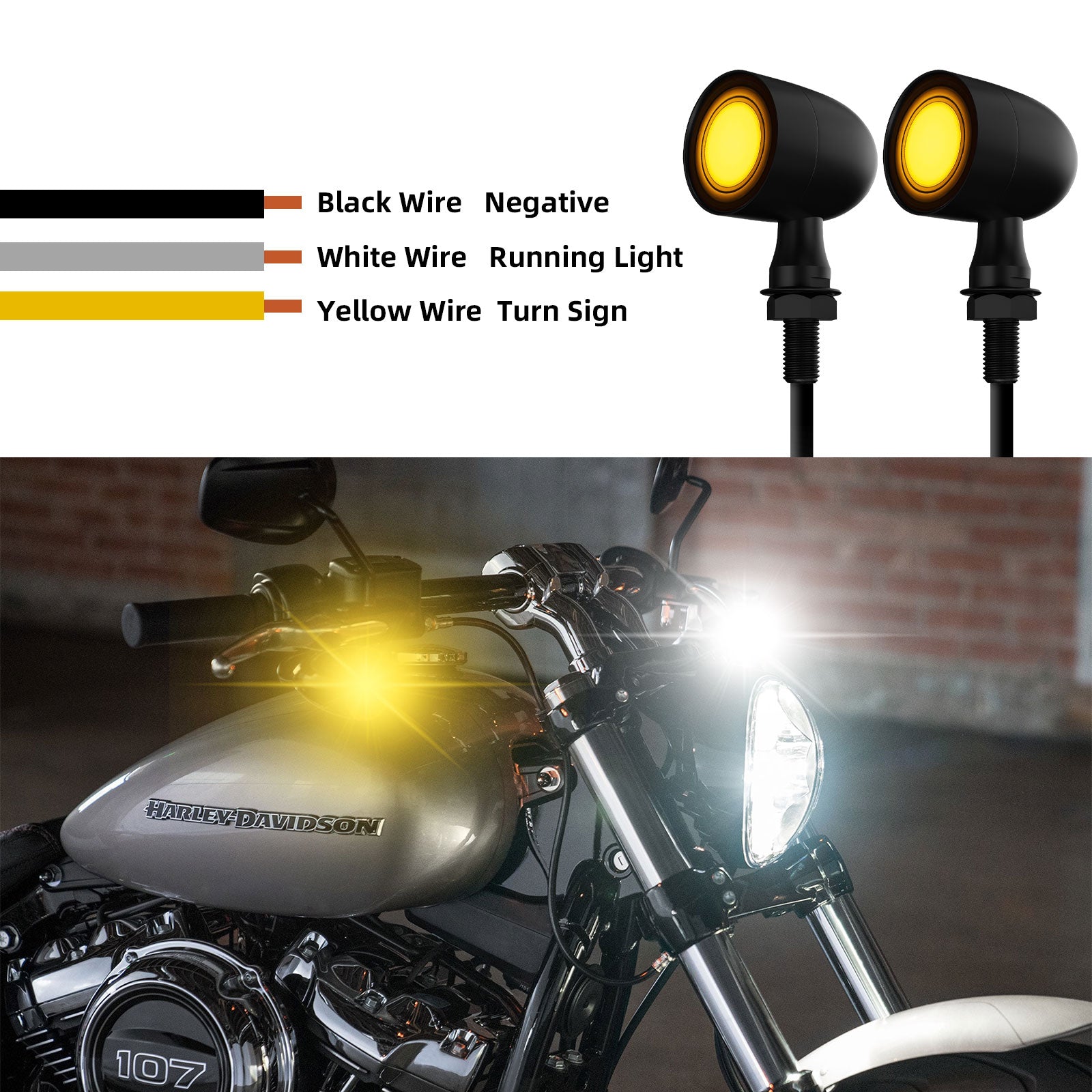 Motorcycle LED Bullet Turn Signals Front Rear Indicator