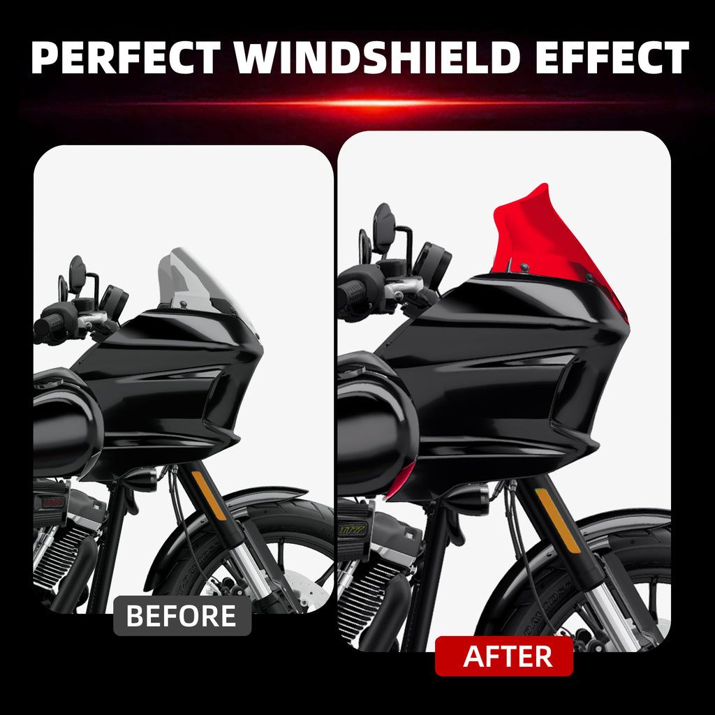 9" Windshield Windscreen with Fairing Side Wings Air Deflectors for Harley Softail 2022 2023 2024 Low Rider ST El Diablo FXRST FXLRST