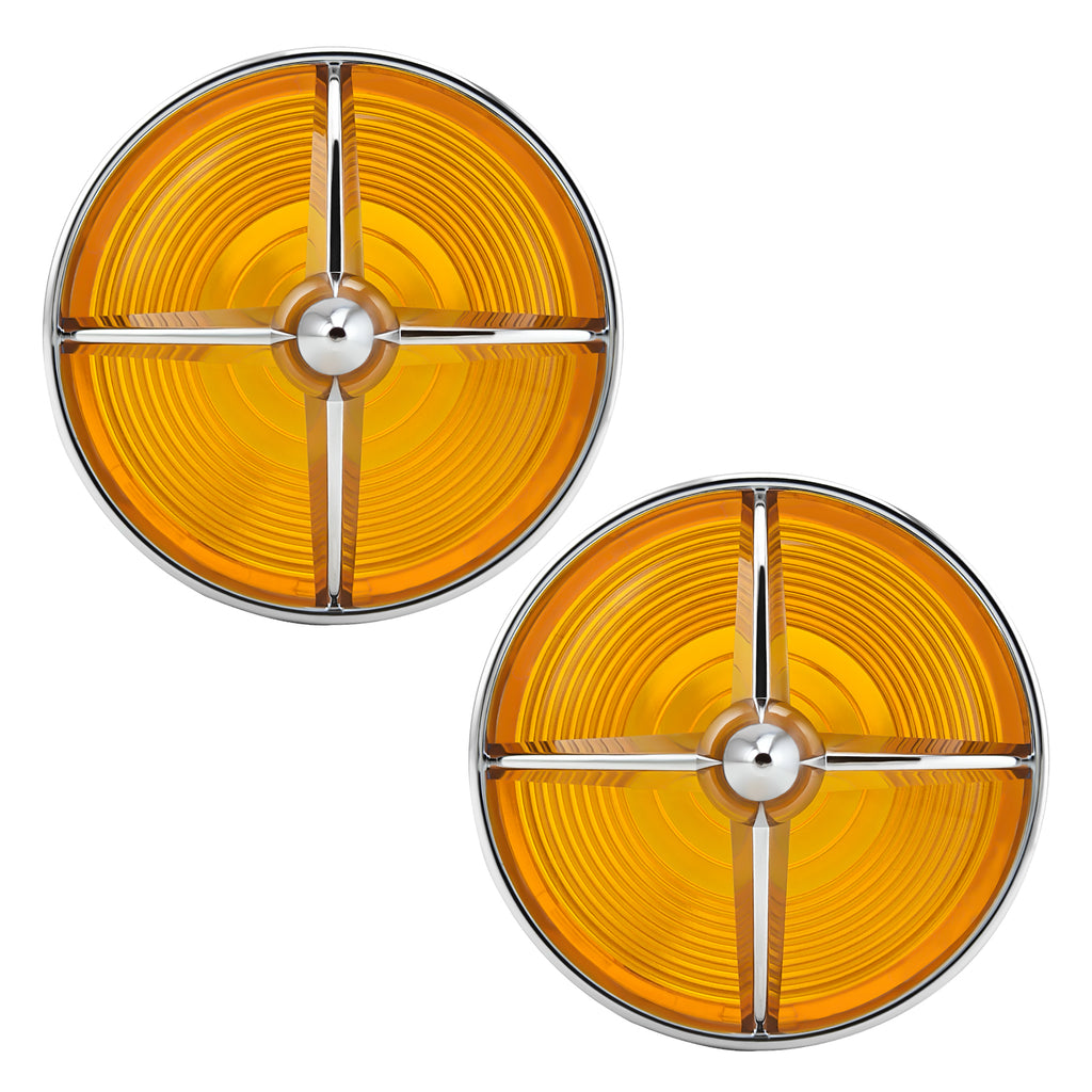 Retro Turbine 3 1/4" Screw-In Turn Signal Lens For Harley Heritage Road King Electra Glide
