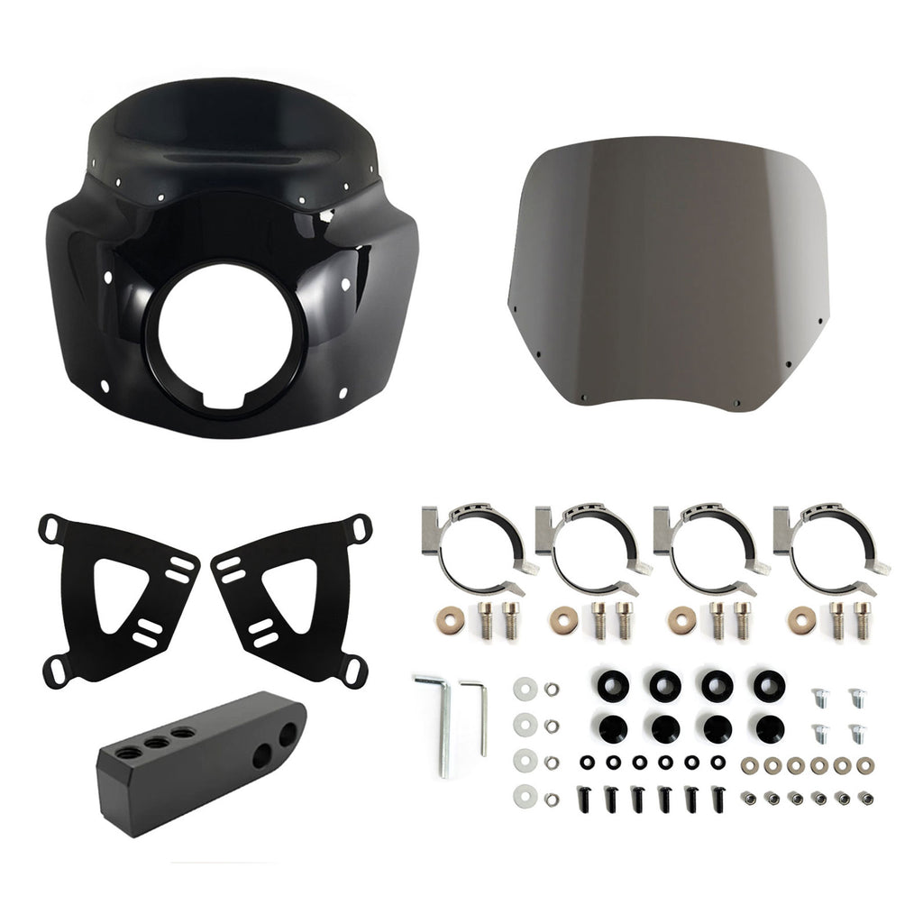 Front Headlight Fairing W/15" 11" Windshield For Dyna FXD FXDB FXDC FXDL 2006-2017