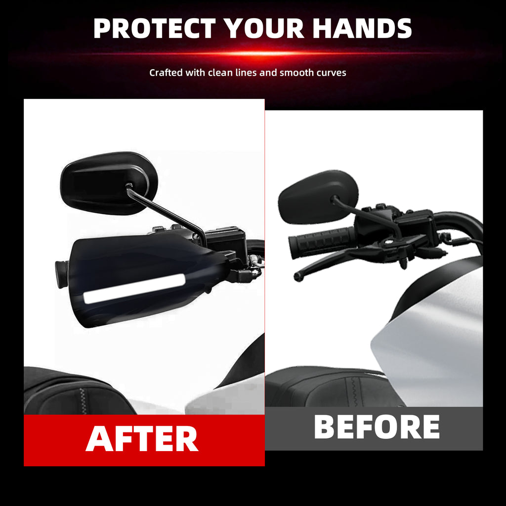 2X Motorcycle Handguards Hand Guards Shield with LED Lights Windproof for Harley