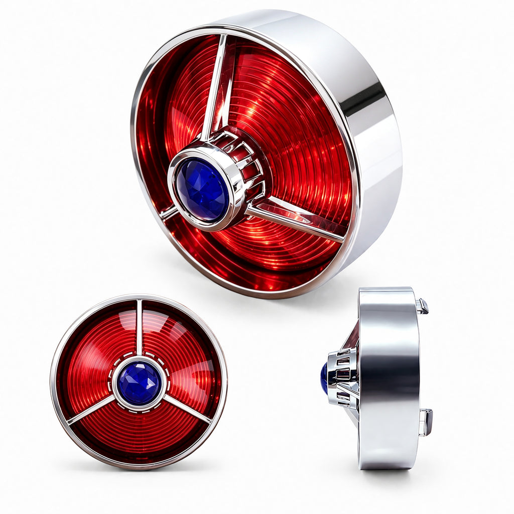 3 1/4" Blue Dot Turn Signal Light Lens Cover for Harley Touring Road Glide Road King Electra Glide Heritage Softail Fatboy Springer 2PCS Tail Light Caps Screw-in Chromed ABS Bezel
