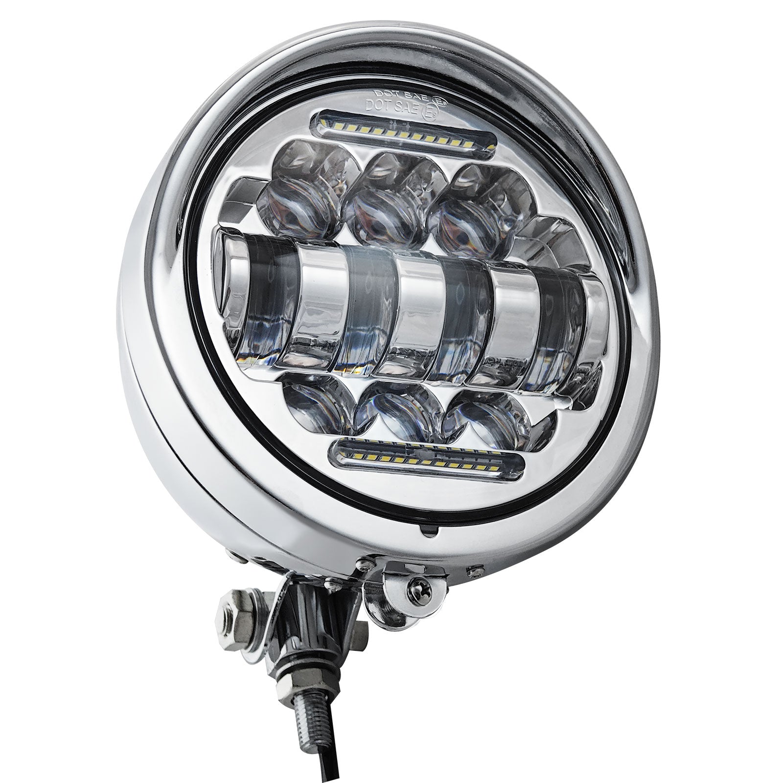 Motorcycle 5.75" LED  Visor Headlight with DRL