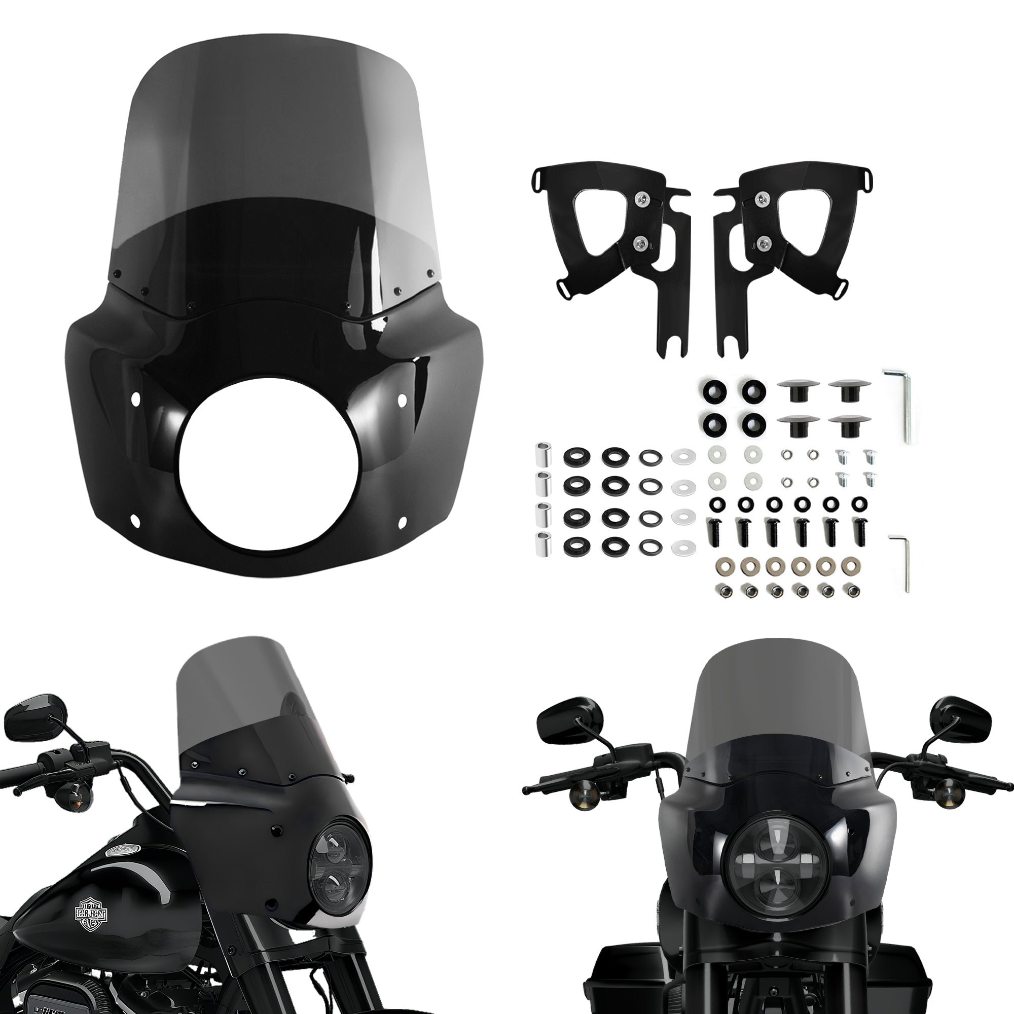 Road King Fairing with 11"/15" Windshield Fits 7" Headlight Road Warrior Fairing for Harley Touring Road King FLHR 1994-2023, FLHRXS 2017-2025 Motorcycle Windscreen