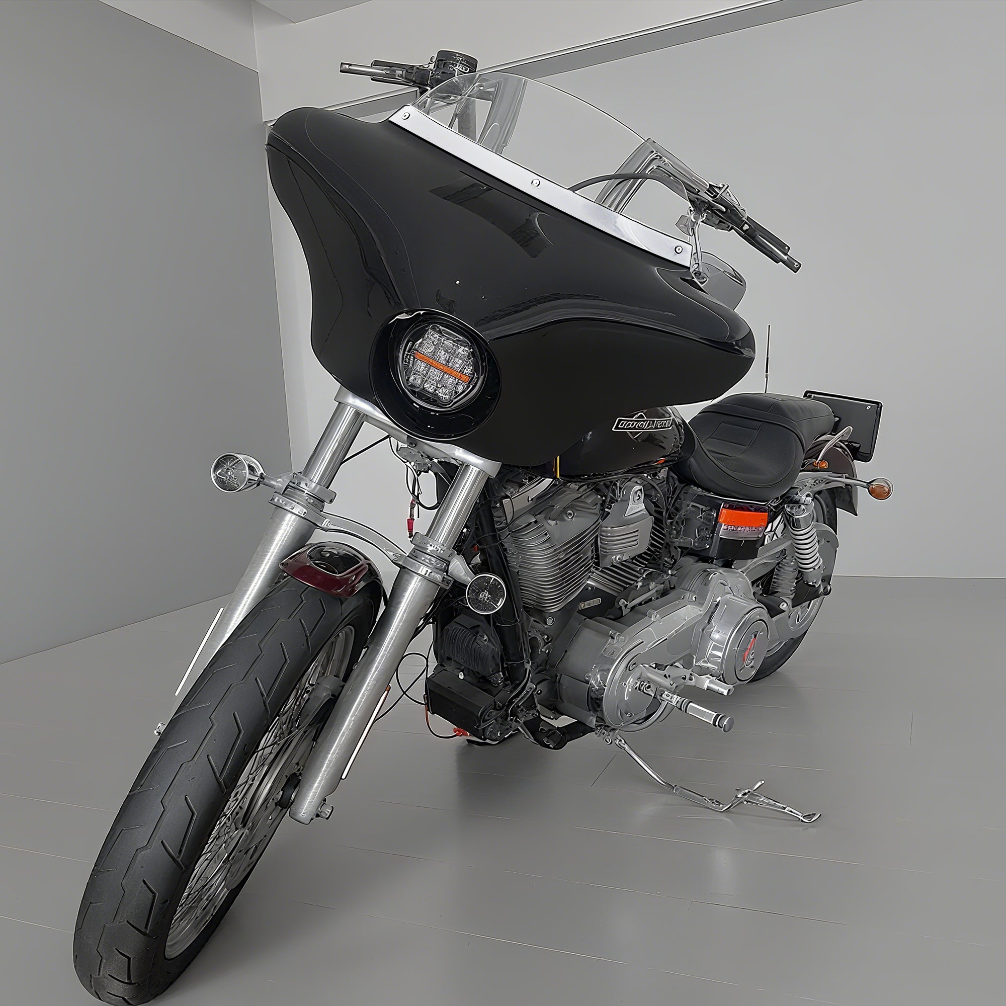 Batwing Fairing Smoke/Clear Windshield Chrome/Black Trim With Dyna Brackets For Harley Dyna Glide FXDC 2006-14 FXD Street Bob FXBB Low Rider S FXDLS