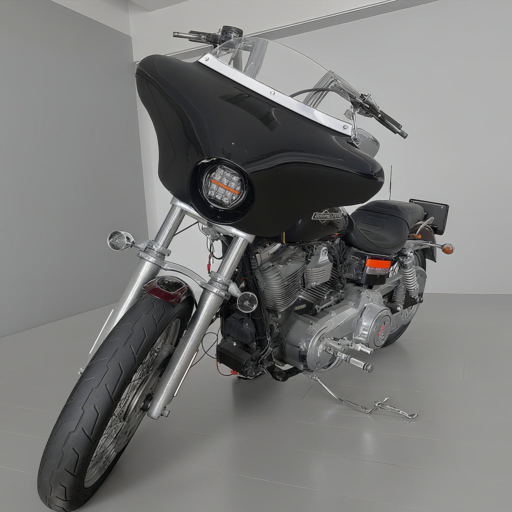 Batwing Fairing Smoke/Clear Windshield Chrome/Black Trim With Dyna Brackets For Harley Dyna Glide FXDC 2006-14 FXD Street Bob FXBB Low Rider S FXDLS
