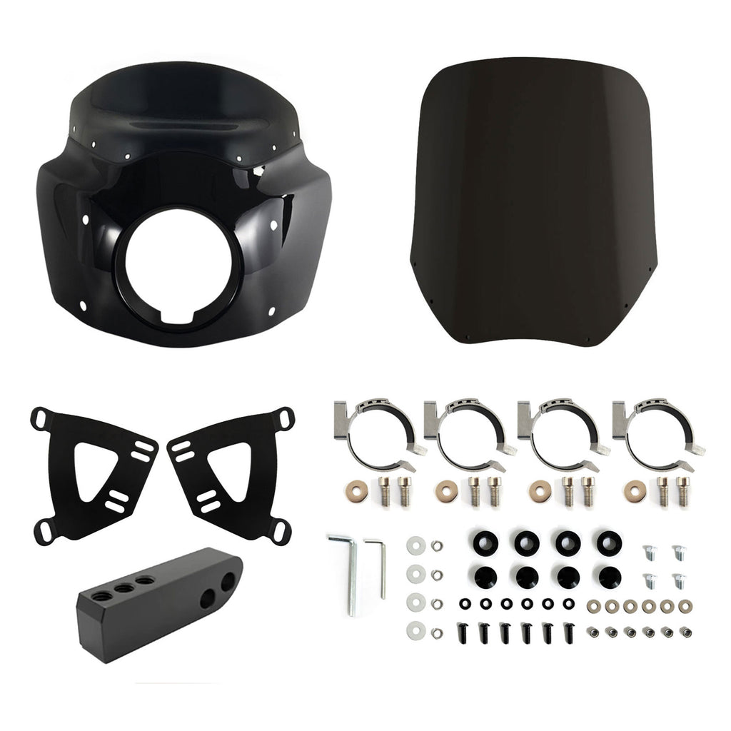 Front Headlight Fairing W/15" 11" Windshield For Dyna FXD FXDB FXDC FXDL 2006-2017