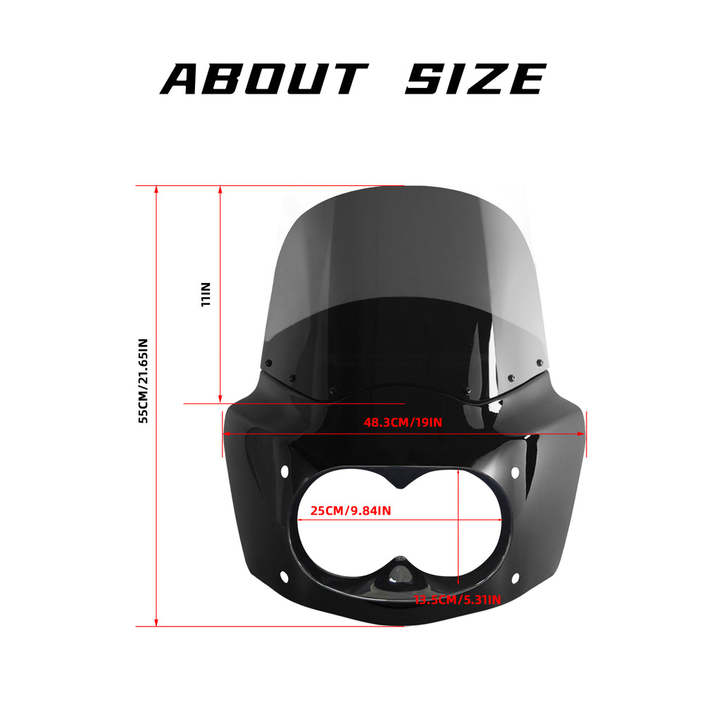 Motorcycle Fairing with 11" Smoke Motorcycle Windshield for Harley Dyna Fat Bob FXDF 2008-2017