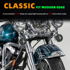 Retro Turbine 3 1/4" Screw-In Turn Signal Lens With LED & 1157 Plug For Harley Heritage Road King Electra Glide