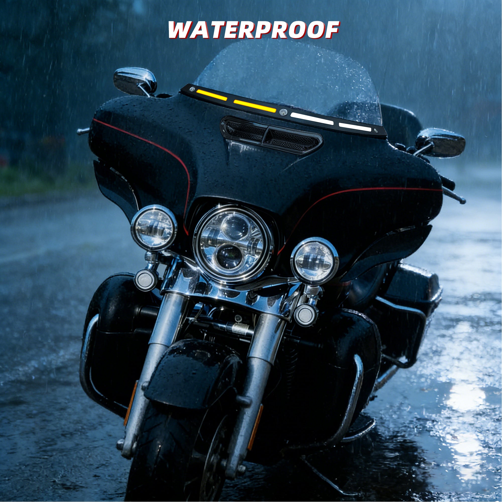 Black Windshield Trim Batwing Fairing Led Lights with LED Running Light & Amber Turn Signal for Harley 2014-2023 Touring Electra Glide Street Glide Ultra Limited