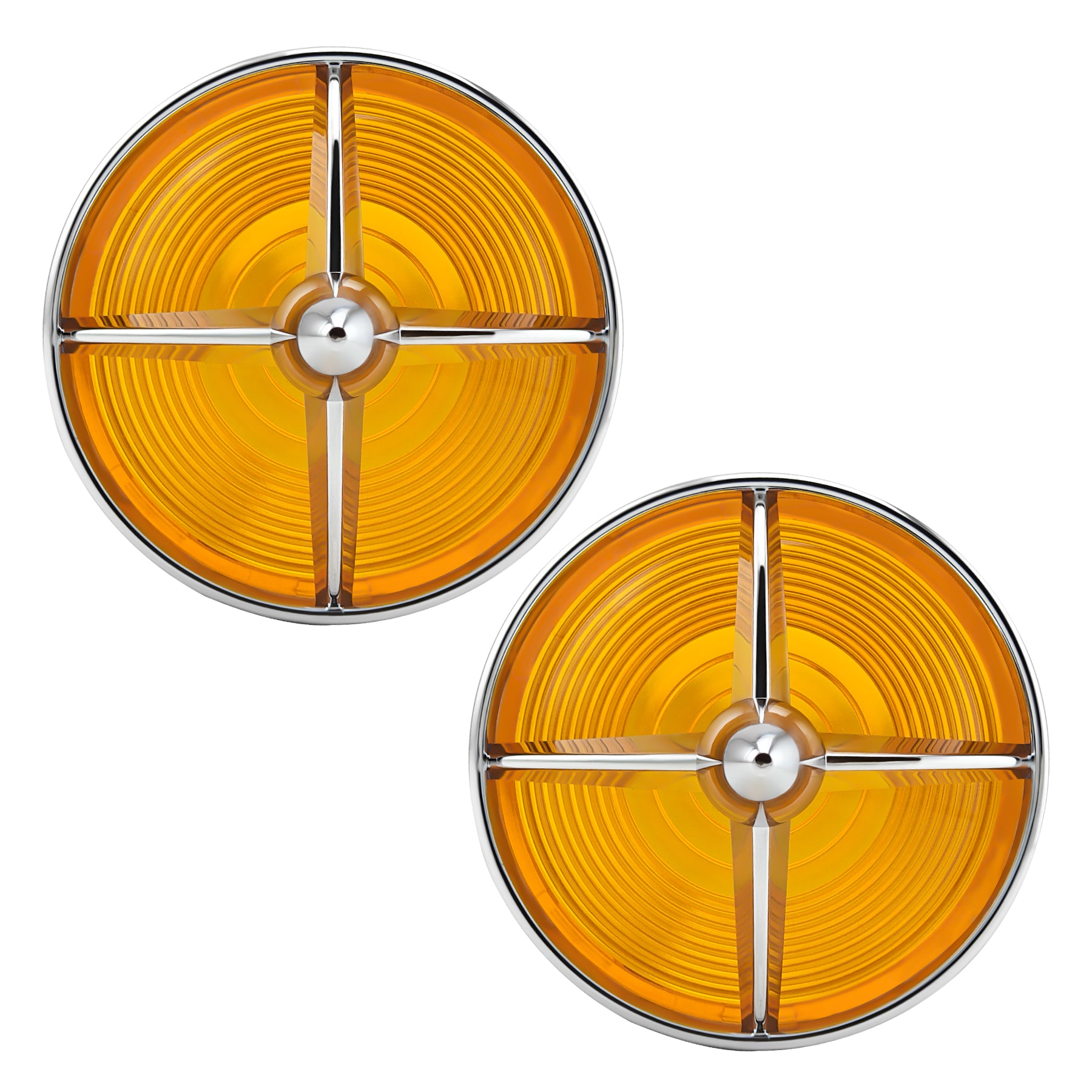 Retro Turbine 3 1/4" Screw-In Turn Signal Lens With LED & 1156 Plug For Harley Heritage Road King Electra Glide