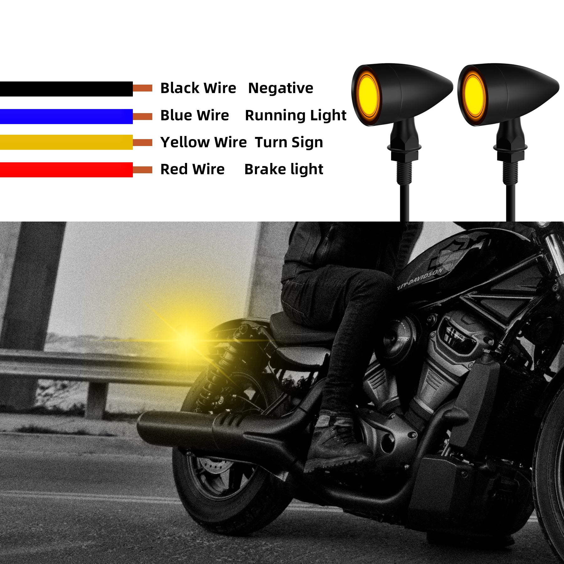 Motorcycle LED Bullet Turn Signals Front Rear Indicato