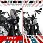 Motorcycle 5.75” Headlight Fairing Cover 17” Tall Touring Sport Windshield with 35-49MM Fork Clamps Universal for Harley Suzuki Honda Yamaha Kawasaki Chopper Bobber Cafe Racer