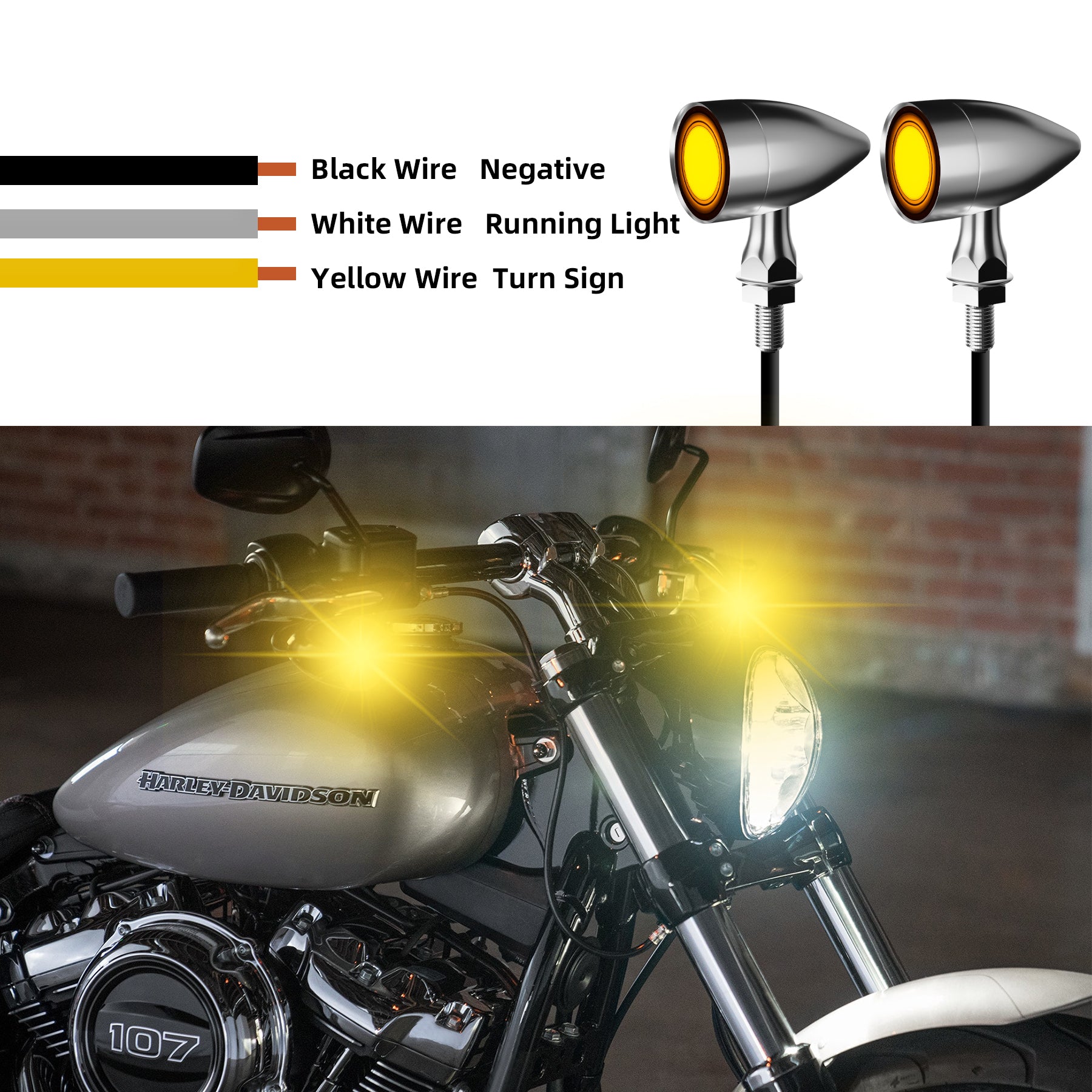 Motorcycle LED Bullet Turn Signals Front Rear Indicato