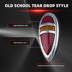2Pcs Tear Drop LED Tail Light 12V Rear Stop Indicator with Turn Signals for 1938 1939 Lincoln Zephyr Ford Hot Rod Classic Custom Cars Trucks