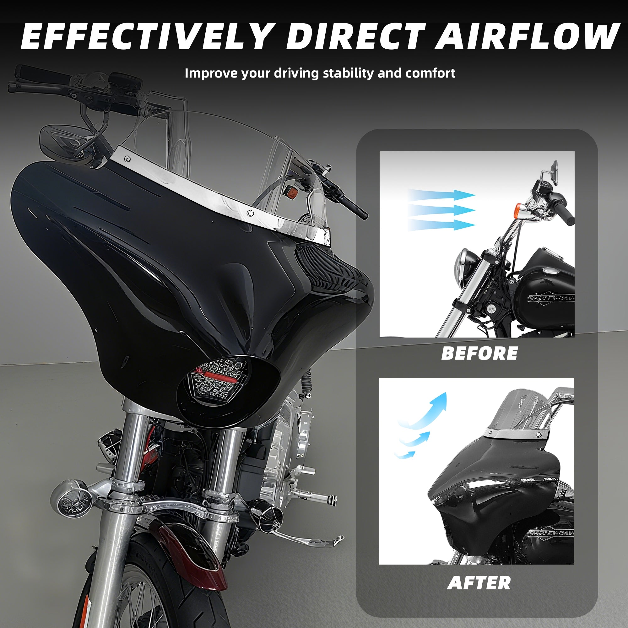 Batwing Fairing Smoke/Clear Windshield Chrome/Black Trim With Dyna Brackets For Harley Dyna Glide FXDC 2006-14 FXD Street Bob FXBB Low Rider S FXDLS