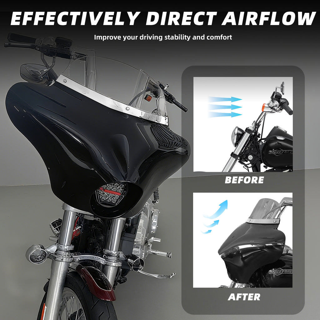 Batwing Fairing Smoke/Clear Windshield Chrome/Black Trim With Dyna Brackets For Harley Dyna Glide FXDC 2006-14 FXD Street Bob FXBB Low Rider S FXDLS