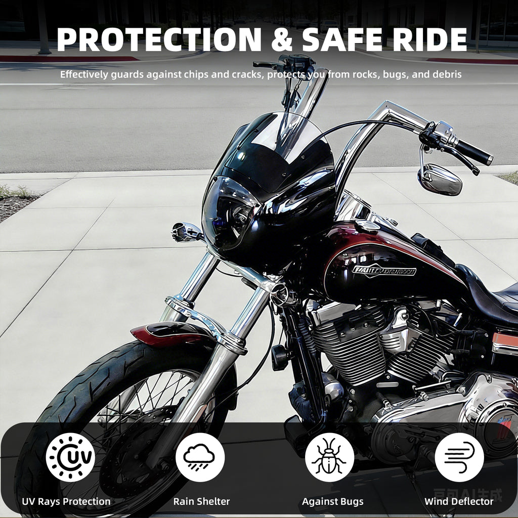 Quarter Fairing Windshield Kit for Harley Dyna 2006–2017, Street Bob FXDB, Super Glide FXD FXDC, Low Rider FXDL FXDLS