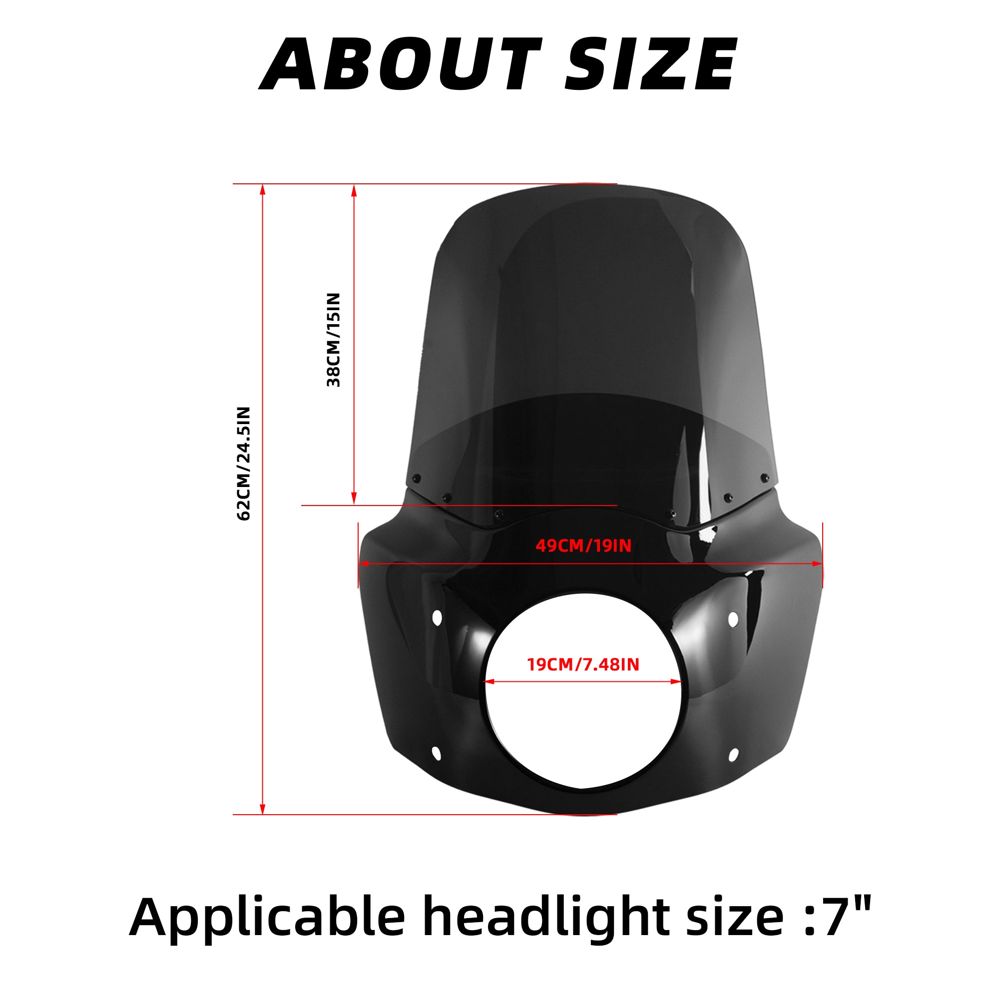 Motorcycle 7" Headlight Fairing with 15" Smoke Windshield Windscreen & Mounting Kits For Harley Touring Road King FLHR 1994-2023, Road King Special FLHRXS 2017-2025