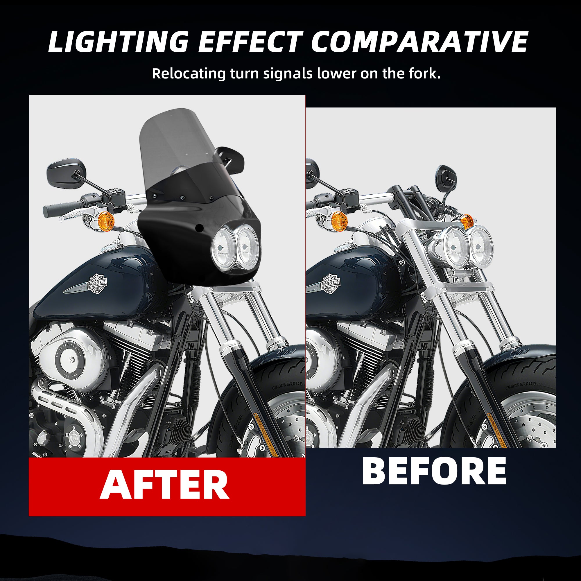 Fat Bob Windshield 15" Windscreen Dyna Fat Bob Motorcycle Double Lamp Fairing Only For Harley Dyna Fat Bob FXDF 2008-2017