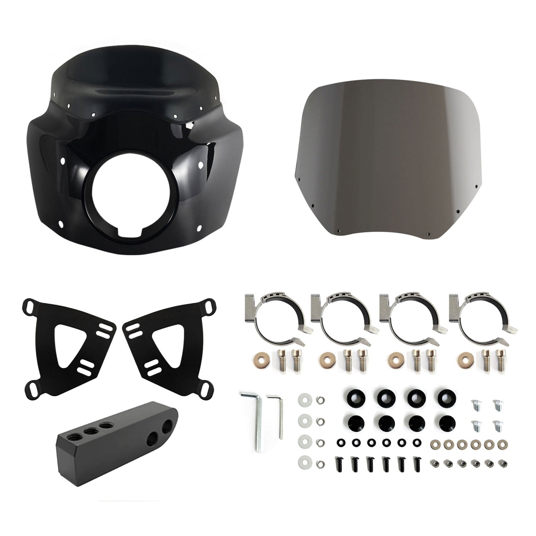 Front Headlight Fairing W/15" 11" Windshield For Dyna FXD FXDB FXDC FXDL 2006-2017
