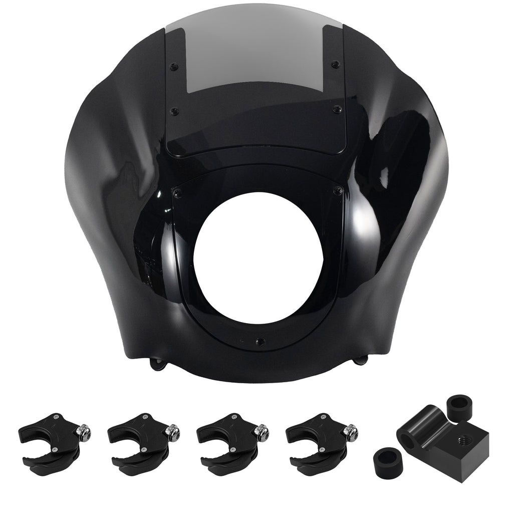 Headlight Quarter Fairing with Windshield & 49mm Quick Release Bracket Mount for Harley Softail Street Bob FXBB 2018-2020 FXBBS 2021-2024