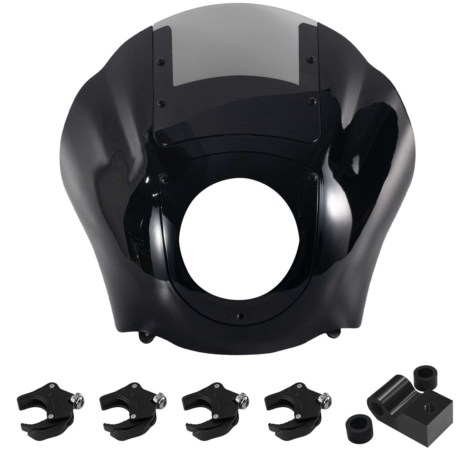 Headlight Quarter Fairing with Windshield & 49mm Quick Release Bracket Mount for Harley Softail Street Bob FXBB 2018-2020 FXBBS 2021-2024