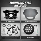 ST Fairing Windshield Headlight Kit For 2006-2017 Dyna, 2006-2010 Super Glide FXD 2006-2014 Custom FXDC, 2016-2017 Low Rider S FXDLS, 06-09 14-17 Low Rider FXDL, 06-17 Street Bob FXDB Wide Glide FXDWG