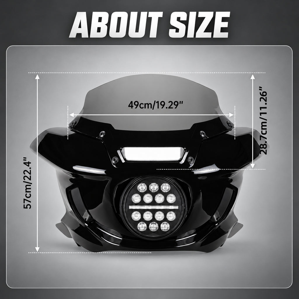 ST Fairing Windshield Headlight Kit For 2006-2017 Dyna, 2006-2010 Super Glide FXD 2006-2014 Custom FXDC, 2016-2017 Low Rider S FXDLS, 06-09 14-17 Low Rider FXDL, 06-17 Street Bob FXDB Wide Glide FXDWG