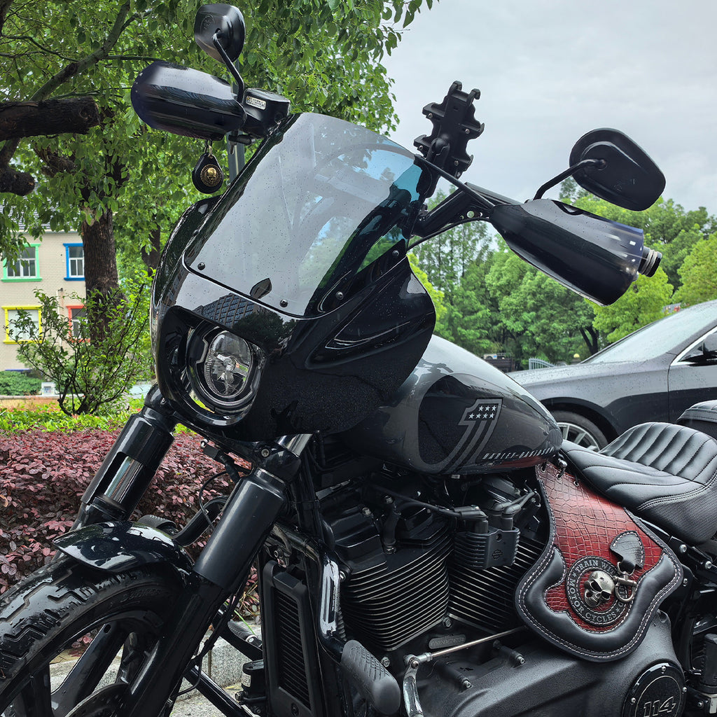 2X Motorcycle Handguards Hand Guards Shield with LED Lights Windproof for Harley