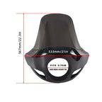 Motorcycle 5.75” Headlight Fairing Cover 17” Tall Touring Sport Windshield with 35-49MM Fork Clamps Universal for Harley Suzuki Honda Yamaha Kawasaki Chopper Bobber Cafe Racer