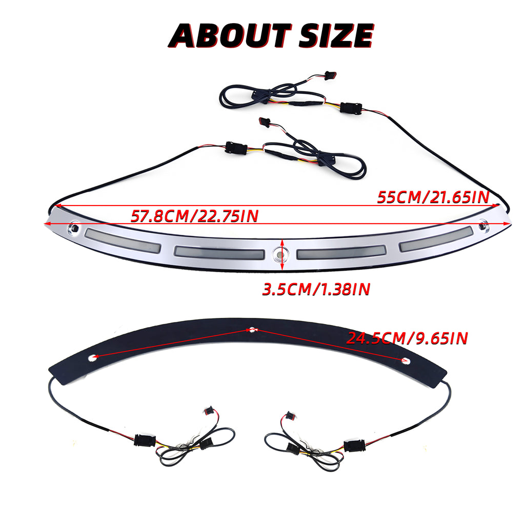 Black Windshield Trim Batwing Fairing Led Lights with LED Running Light & Amber Turn Signal for Harley 2014-2023 Touring Electra Glide Street Glide Ultra Limited