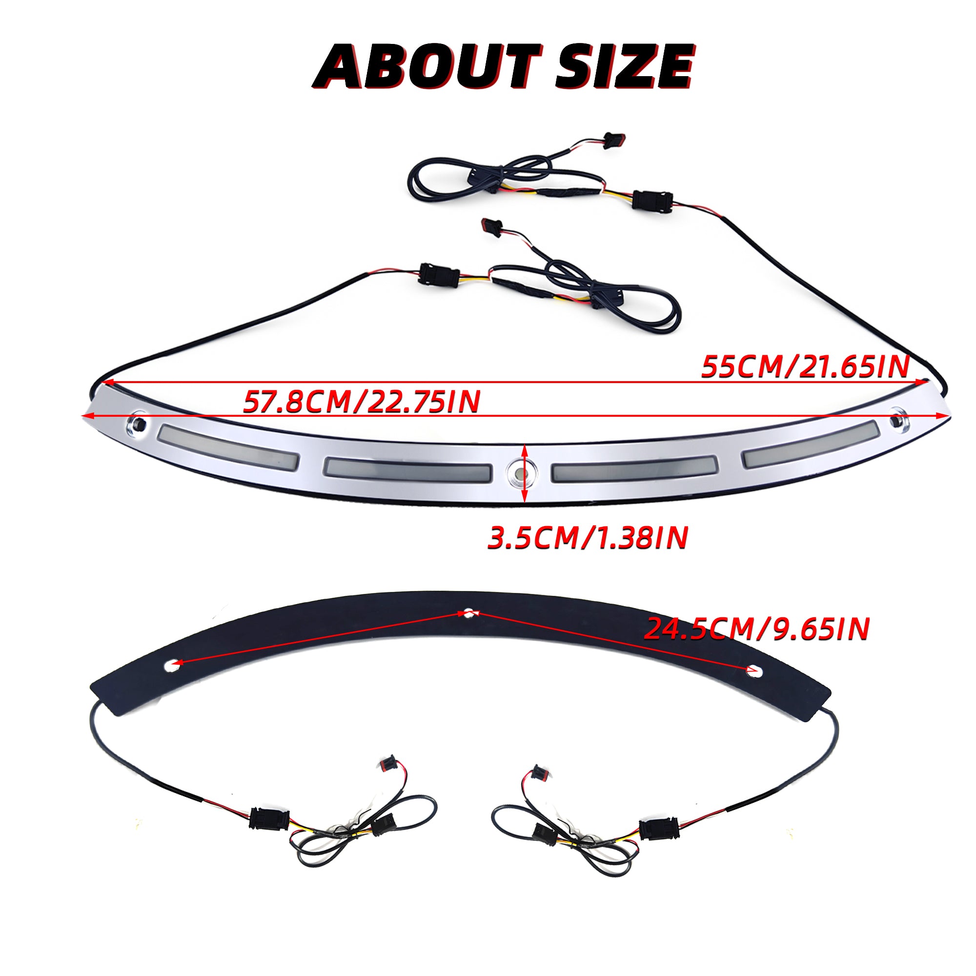Black Windshield Trim Batwing Fairing Led Lights with LED Running Light & Amber Turn Signal for Harley 2014-2023 Touring Electra Glide Street Glide Ultra Limited