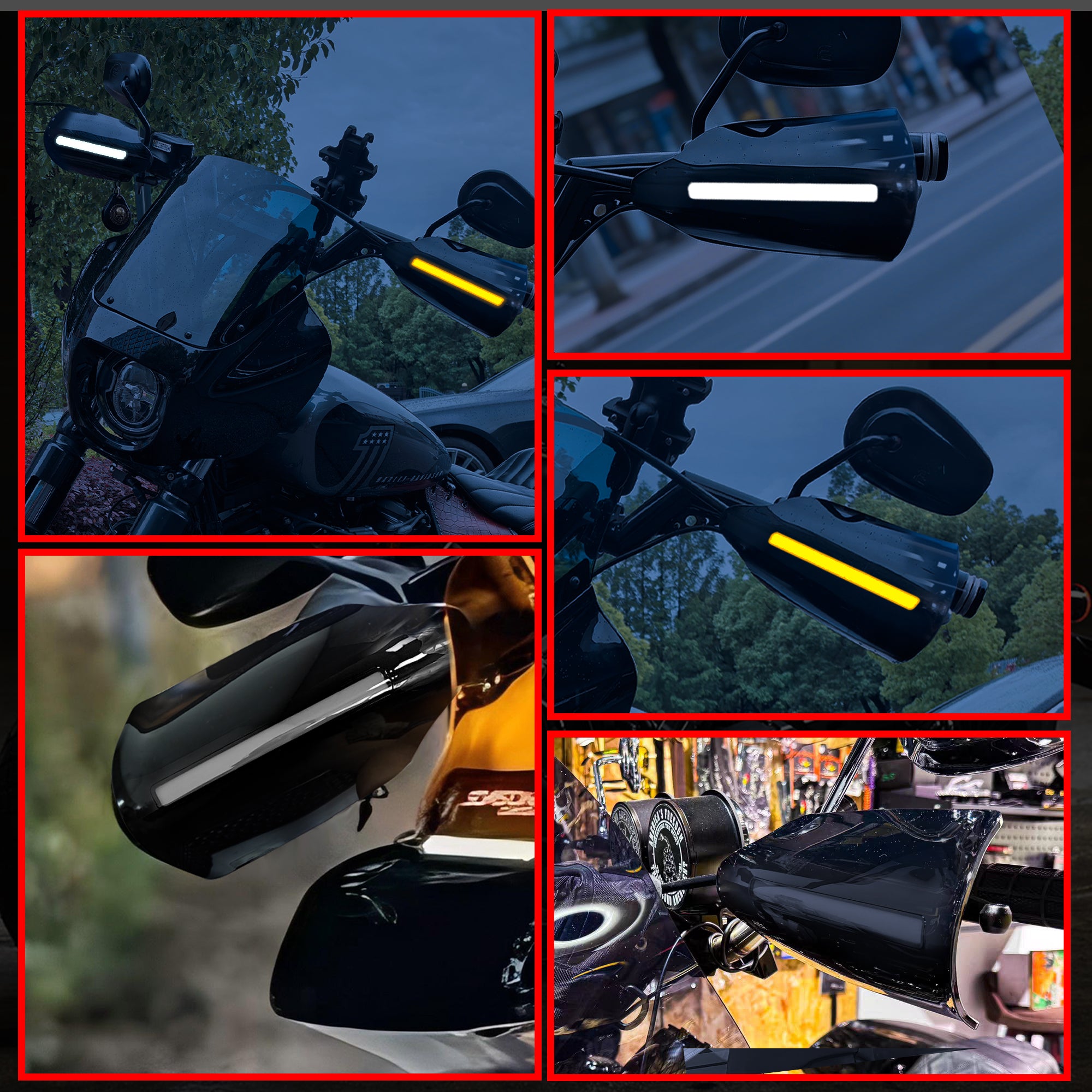 2X Motorcycle Handguards Hand Guards Shield with LED Lights Windproof for Harley