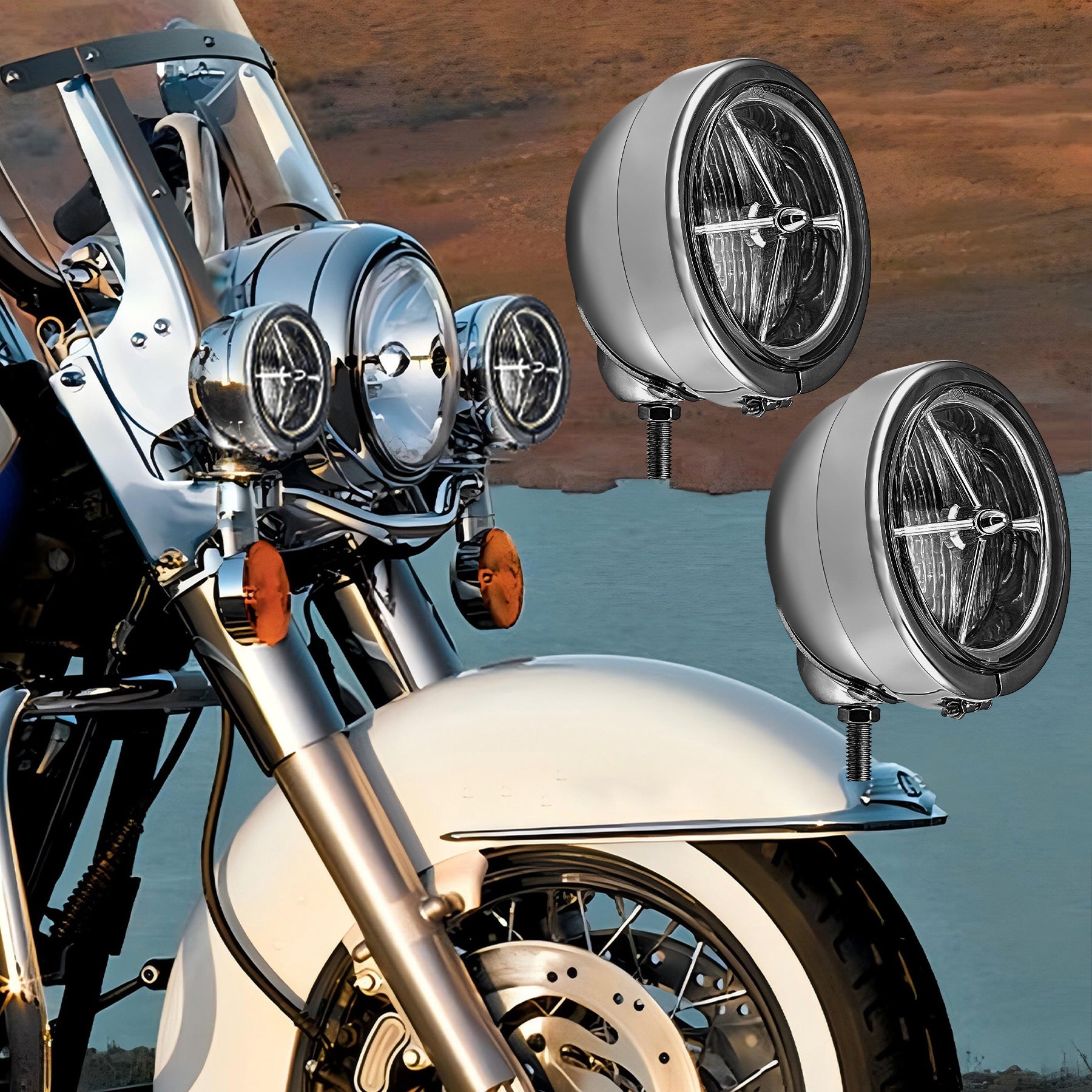 Motorcycle 4.5" H3 LED Fog Light Fog Lamp Passing Driving Spot Light For Harley Bobber Softail Road King Custom Yamaha Suzuki