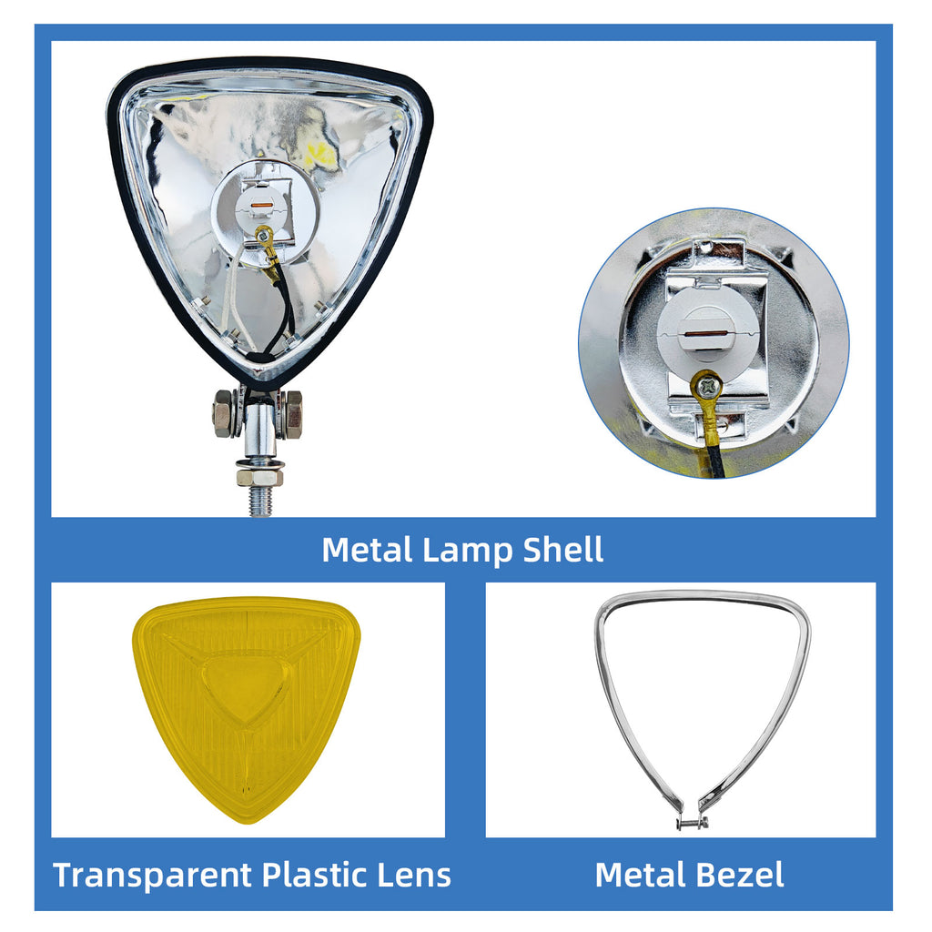 Motorcycle LED Headlight CustomTriangle Front Spotlight Vintage Head-Lamp