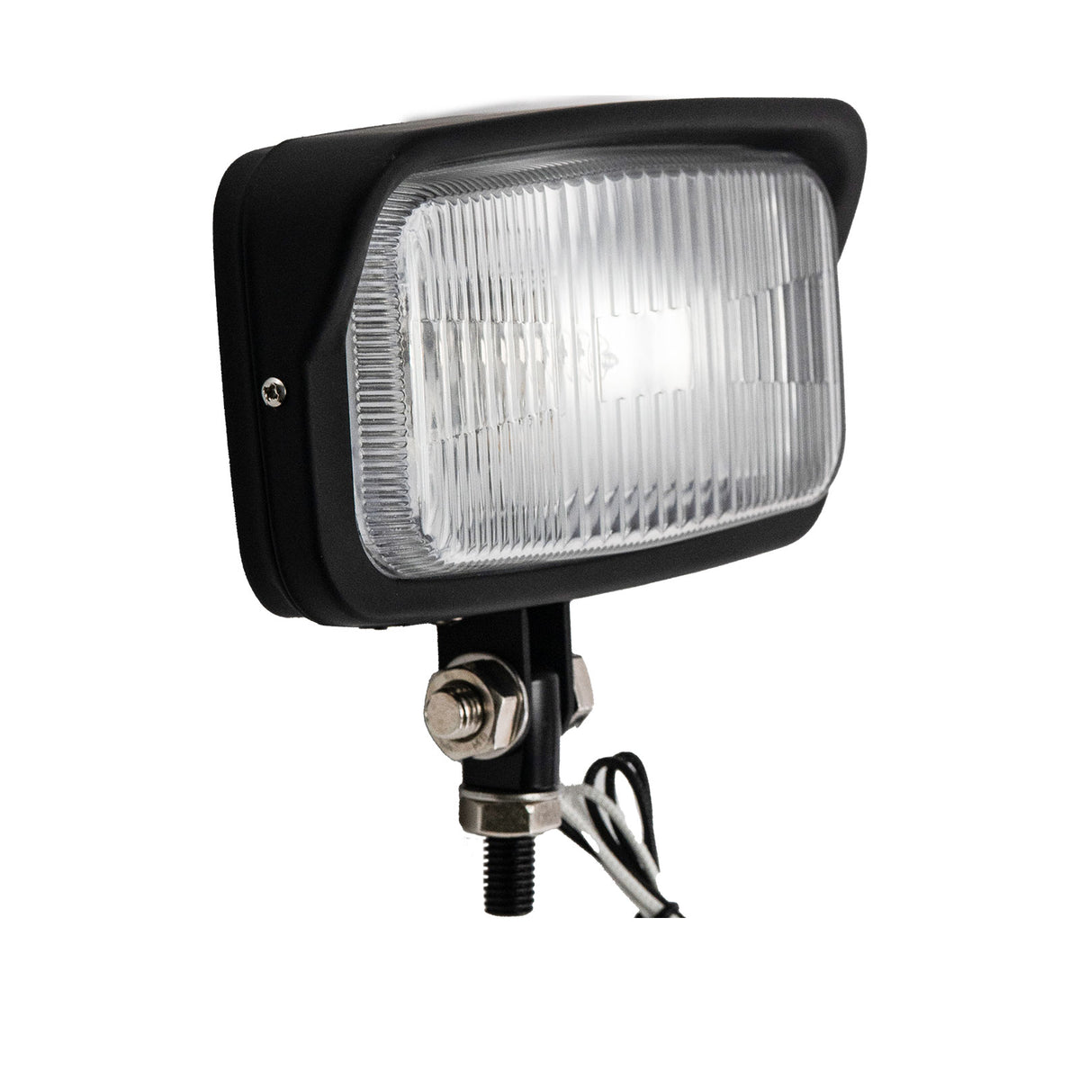 Motorcycle LED Square Headlight With Visor Bottom Mount - Chrome Headlamp Universal Fit Harley Chopper Suzuki Kawasaki