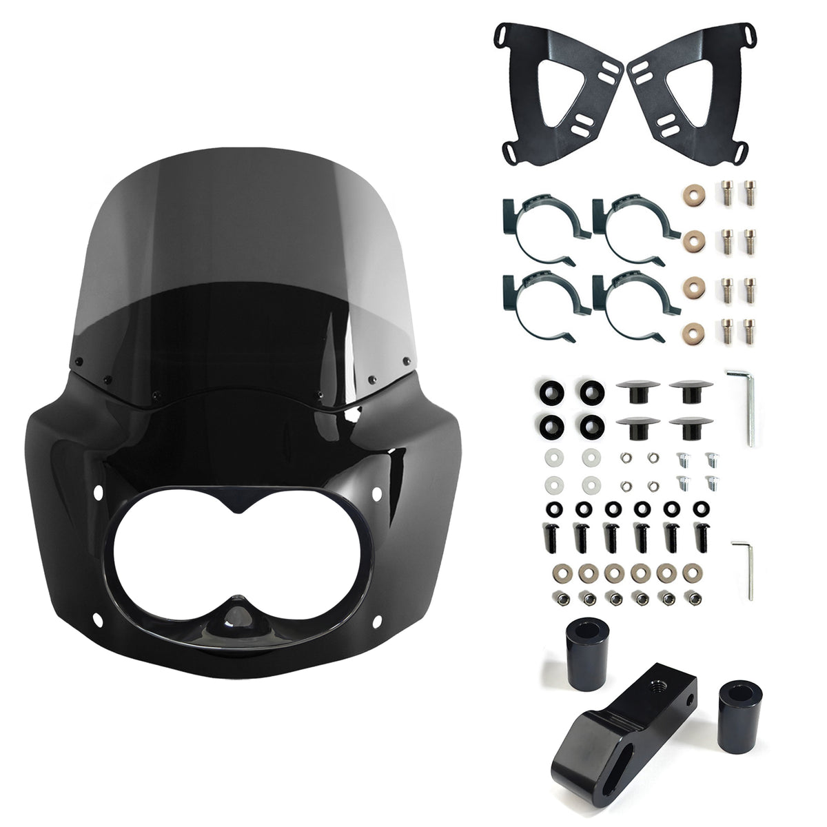 Motorcycle Fairing with 11" Smoke Motorcycle Windshield for Harley Dyna Fat Bob FXDF 2008-2017