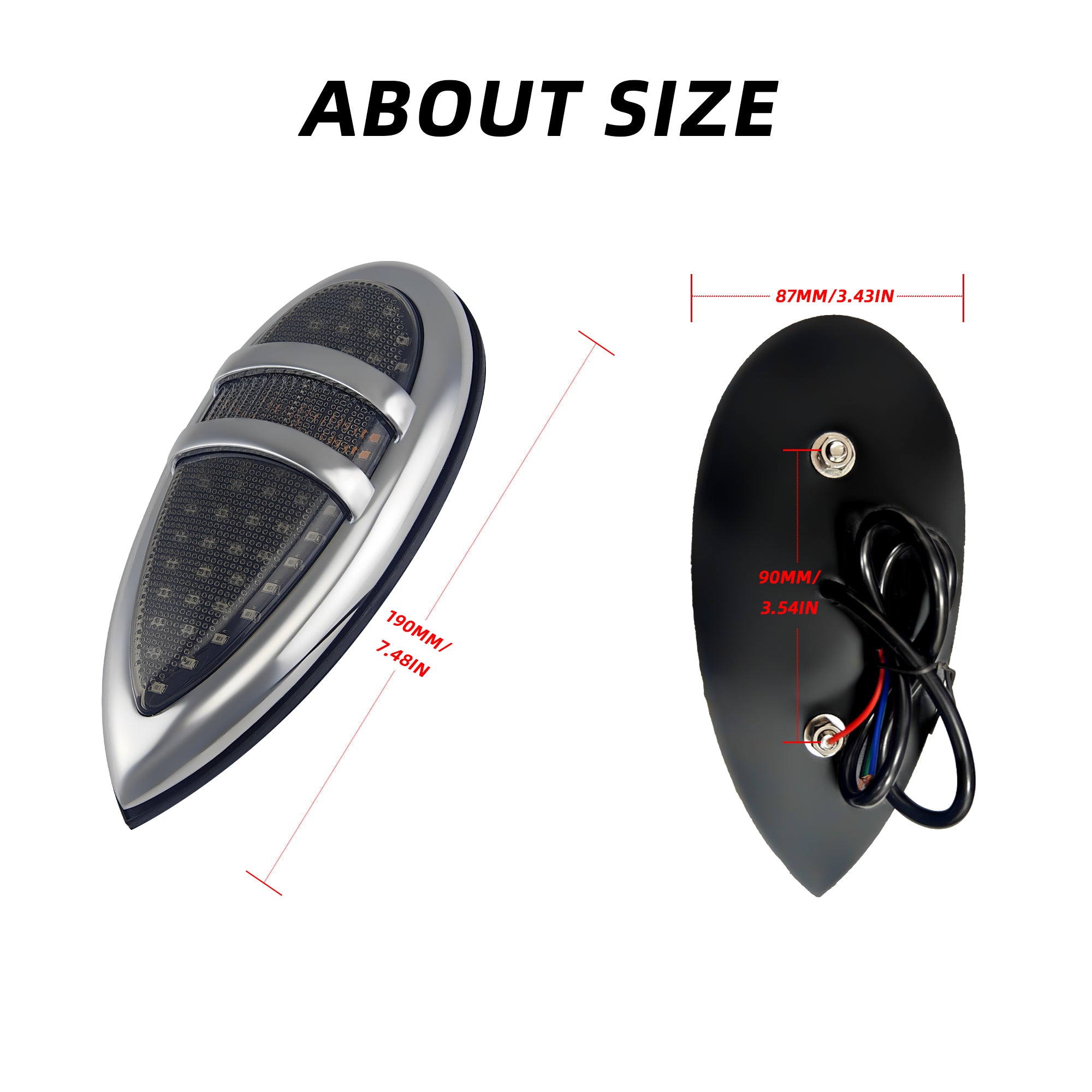 2Pcs Tear Drop LED Tail Light 12V Rear Stop Indicator with Turn Signals for 1938 1939 Lincoln Zephyr Ford Hot Rod Classic Custom Cars Trucks