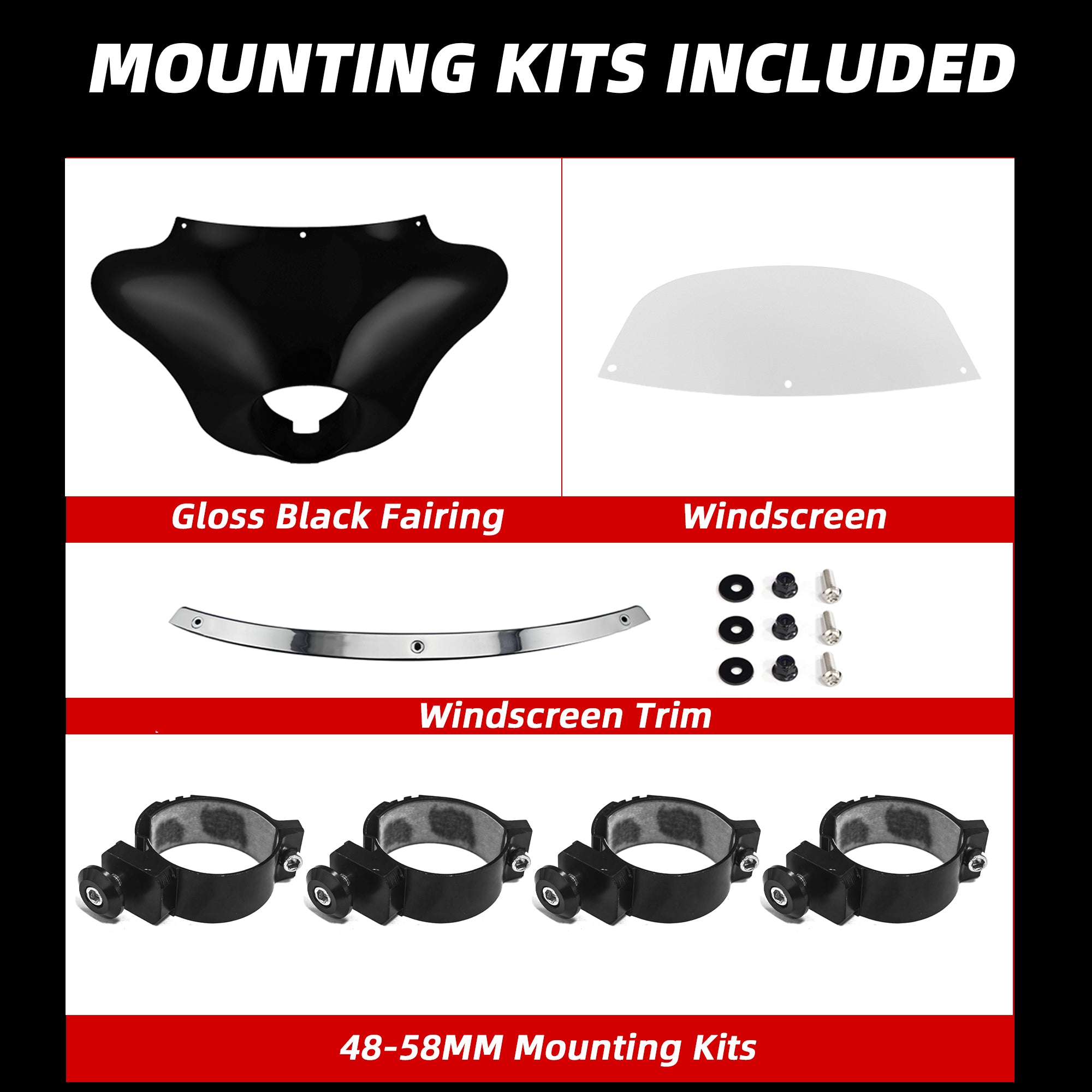 Batwing Fairing Smoke/Clear Windshield Chrome/Black Trim With Dyna Brackets For Harley Dyna Glide FXDC 2006-14 FXD Street Bob FXBB Low Rider S FXDLS