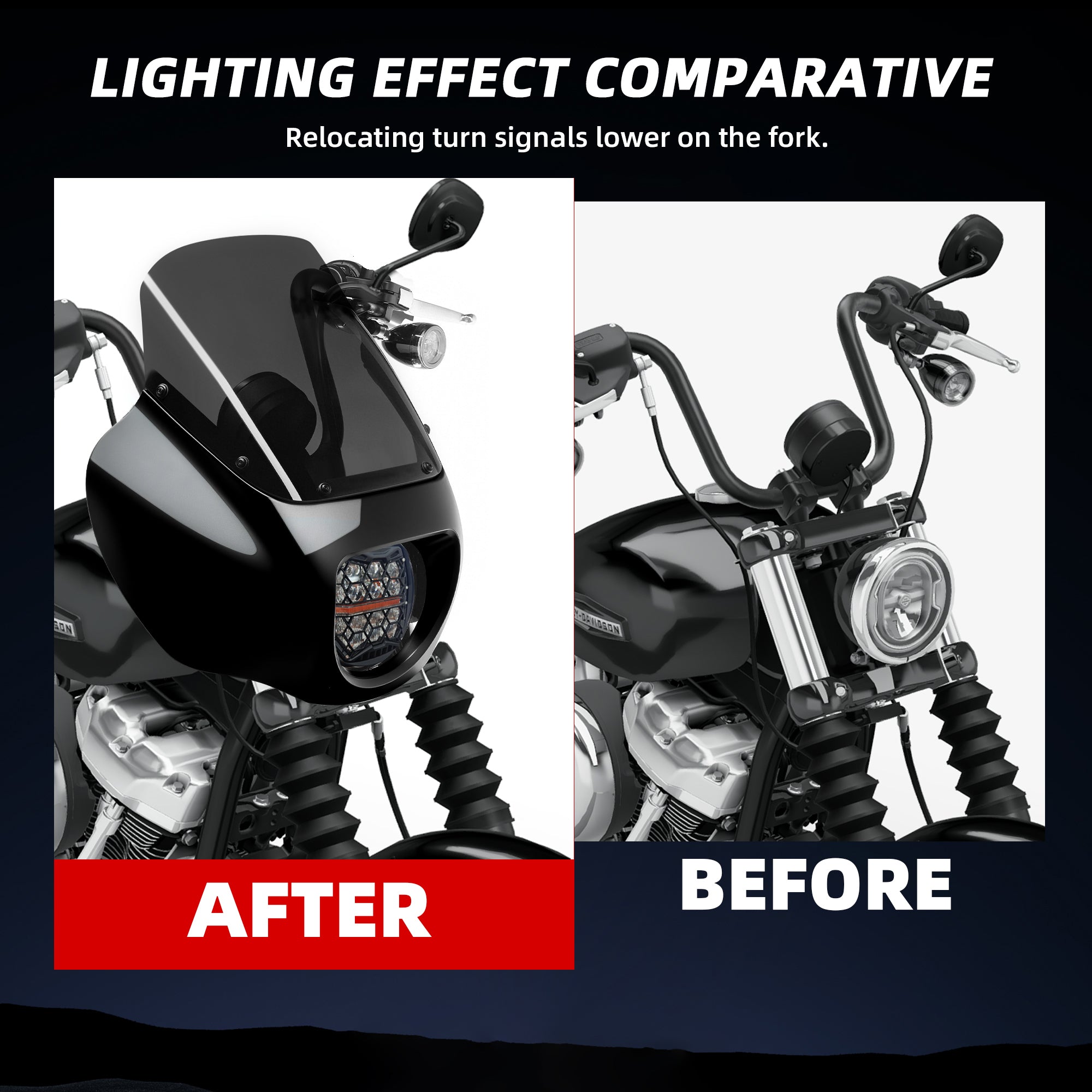9" Windshield Front Quarter Fairing With 5.75" LED Headlight A Set For Harley Dyna Super Glide FXDC Low Rider Street Bob FXDB