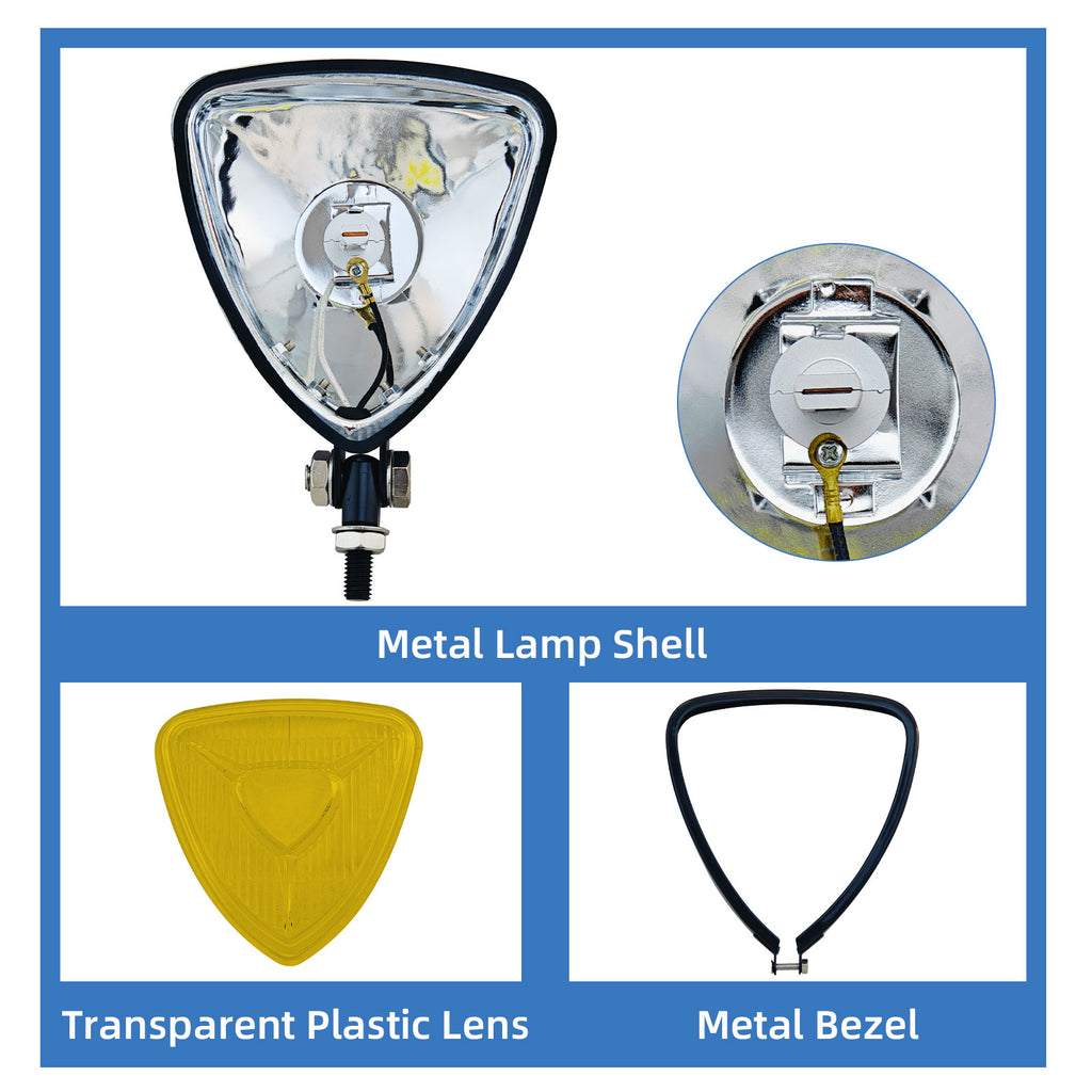 Motorcycle LED Headlight CustomTriangle Front Spotlight Vintage Head-Lamp