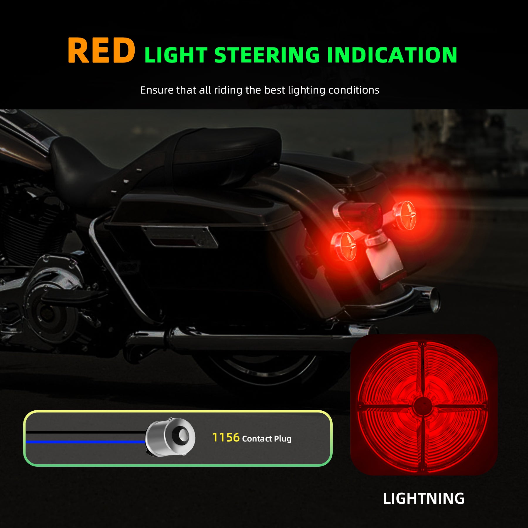 Retro Turbine 3 1/4" Screw-In Turn Signal Lens With LED & 1156 Plug For Harley Heritage Road King Electra Glide