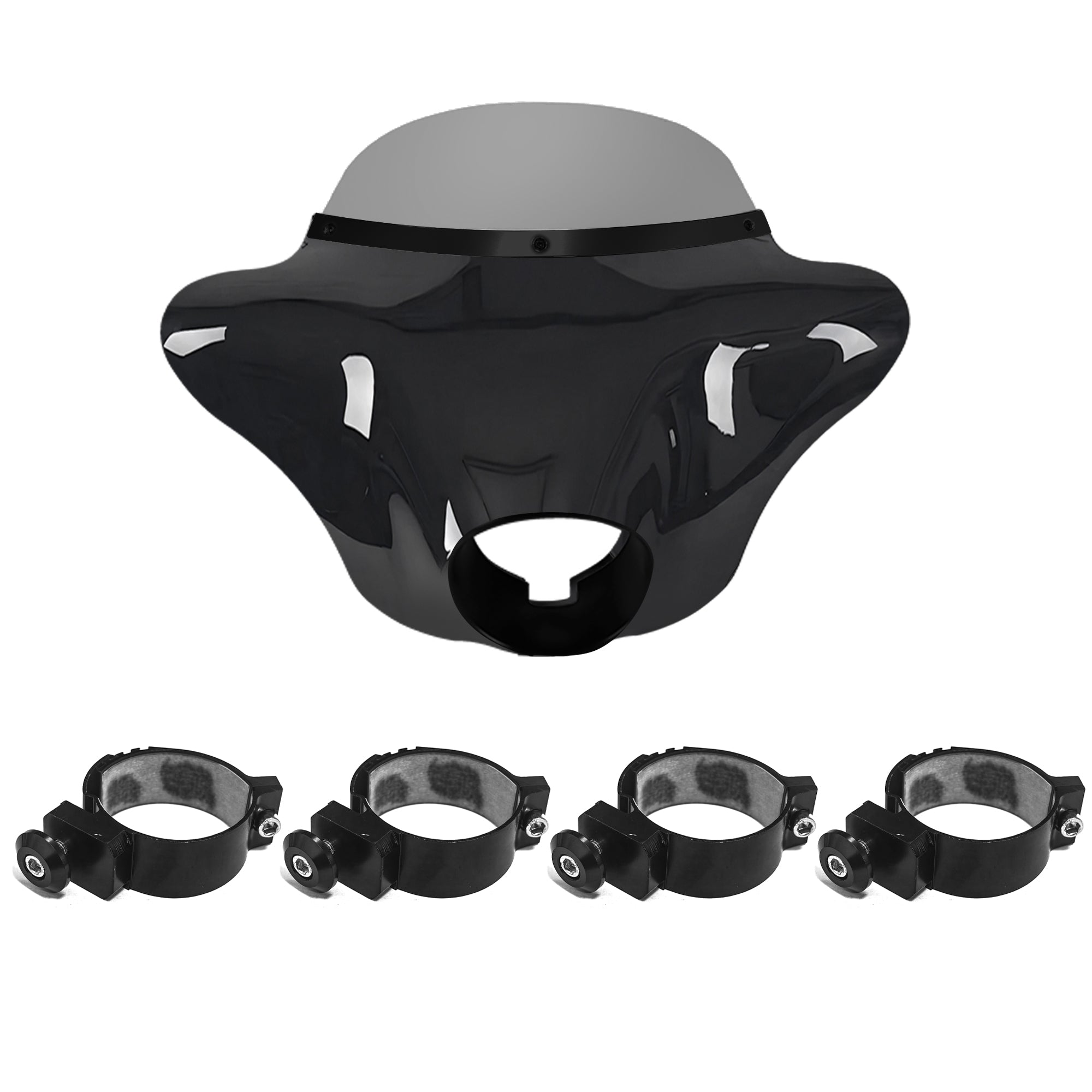 Batwing Fairing Smoke/Clear Windshield Chrome/Black Trim With Dyna Brackets For Harley Dyna Glide FXDC 2006-14 FXD Street Bob FXBB Low Rider S FXDLS