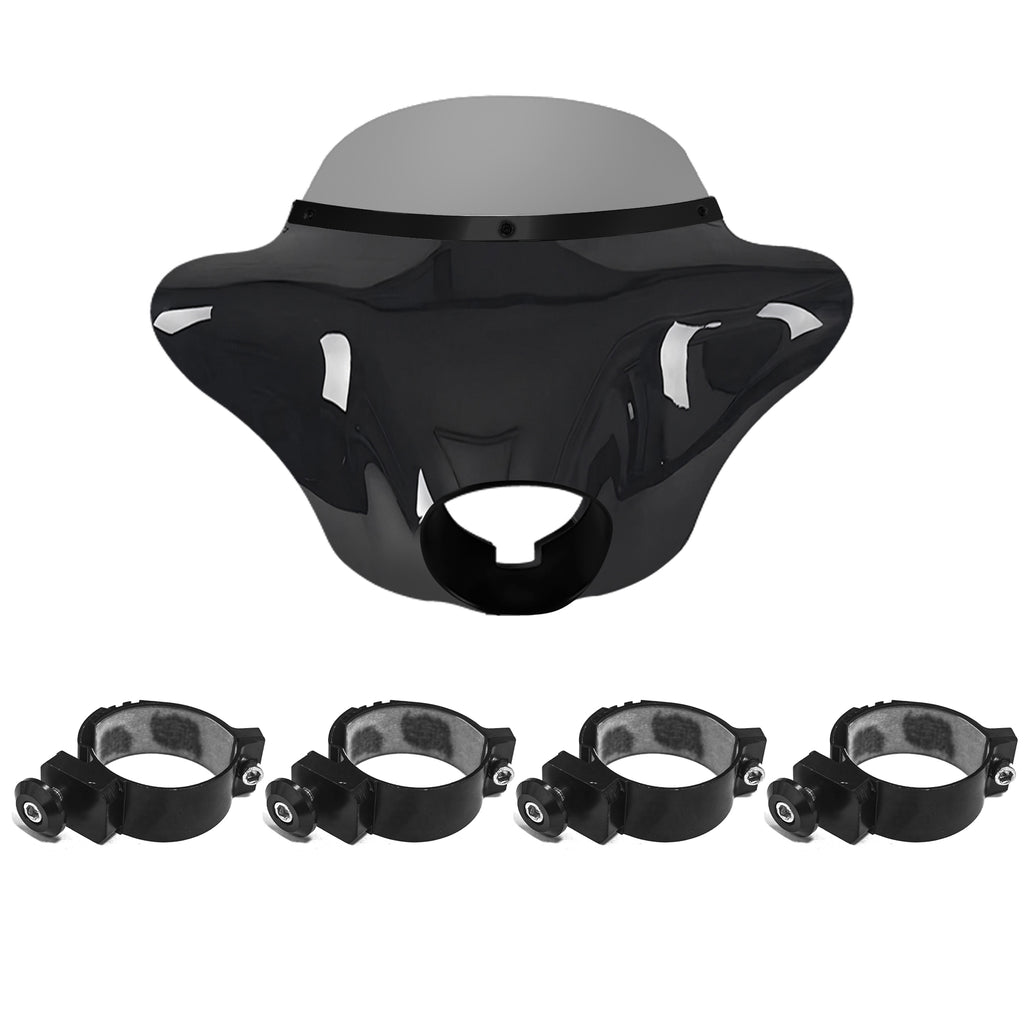 Batwing Fairing Smoke/Clear Windshield Chrome/Black Trim With Dyna Brackets For Harley Dyna Glide FXDC 2006-14 FXD Street Bob FXBB Low Rider S FXDLS
