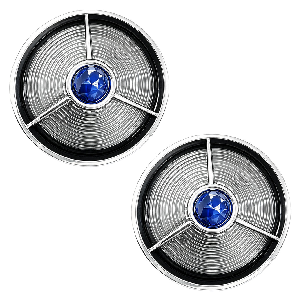 3 1/4" Blue Dot Turn Signal Light Lens Cover for Harley Touring Road Glide Road King Electra Glide Heritage Softail Fatboy Springer 2PCS Tail Light Caps Screw-in Chromed ABS Bezel